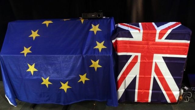 Banderas de la UE y Reino Unido