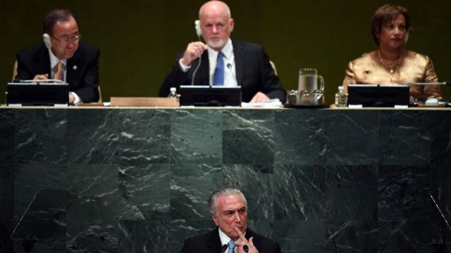 Temer em discurso na Assembleia Geral da ONU