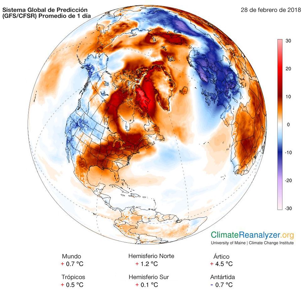 Mapa sobre temperatura heladas en el Hemisferio Norte. (Foto: Instituto de Cambio Climático/Universidad de Maine)