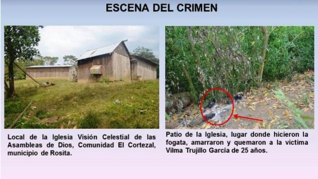Fotografías del lugar donde Vilma Trujillo fue quemada