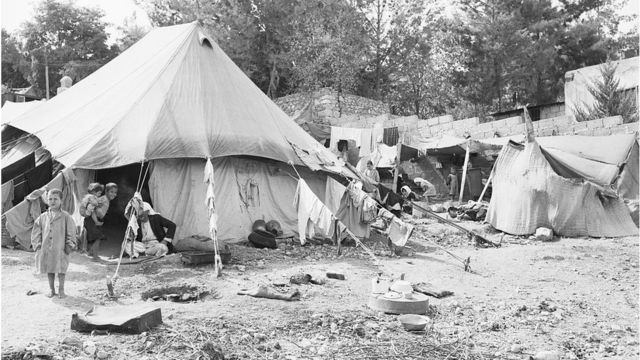 Refugiados palestinos en 1948.