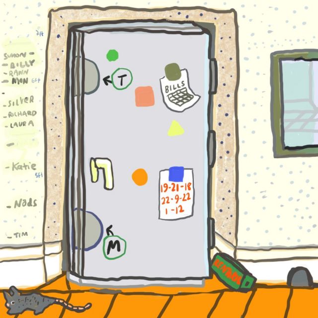 A drawing of the fridge