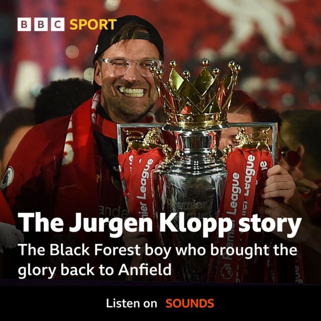 Graphic promoting Jurgen Klopp documentary on BBC World Service