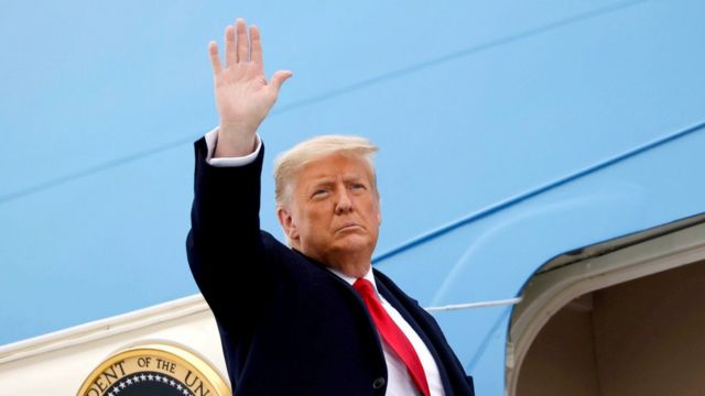 Donald Trump de camino a Texas el pasado 12 de enero