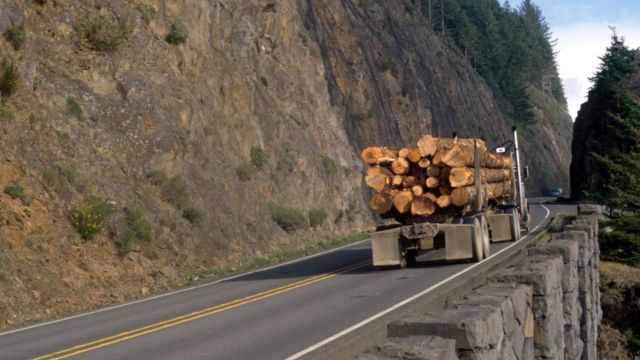 Грузовик с древесиной в штате Орегон