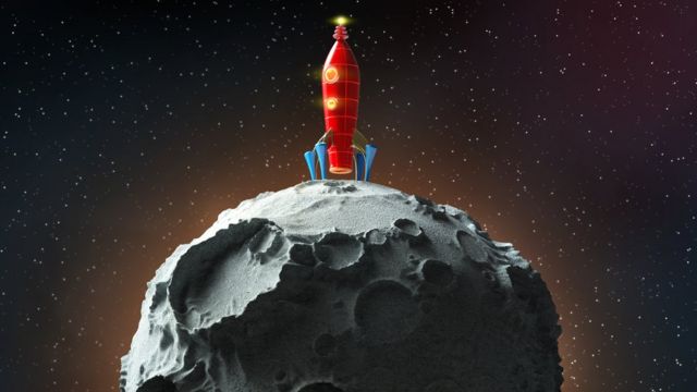 Cohete en una luna