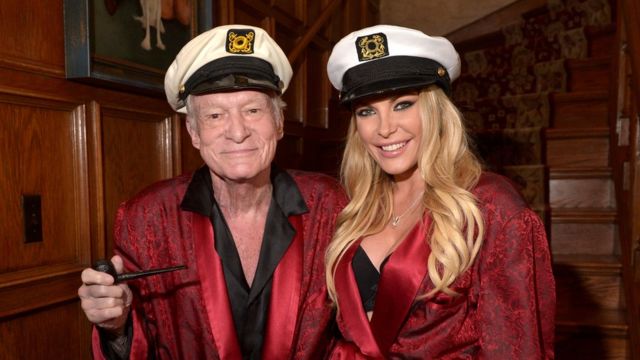 Playboy founder Hugh Hefner and third wife and former Playboy Playmate of the Month Crystal