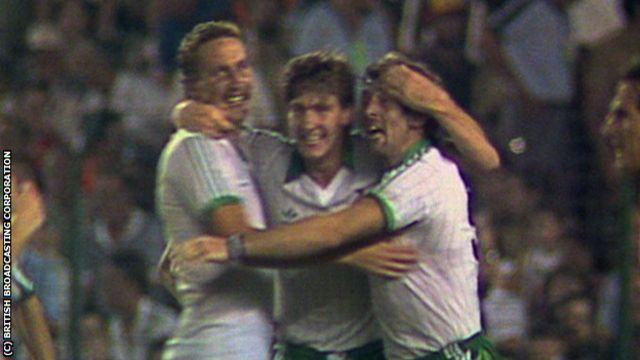Northern Ireland players celebrate a goal