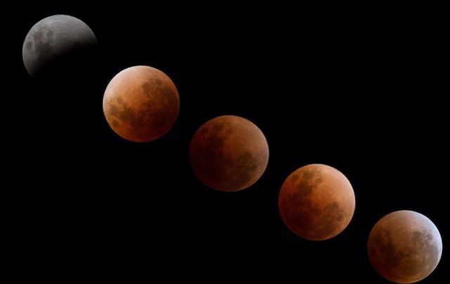 The moon superimposed into a composite image