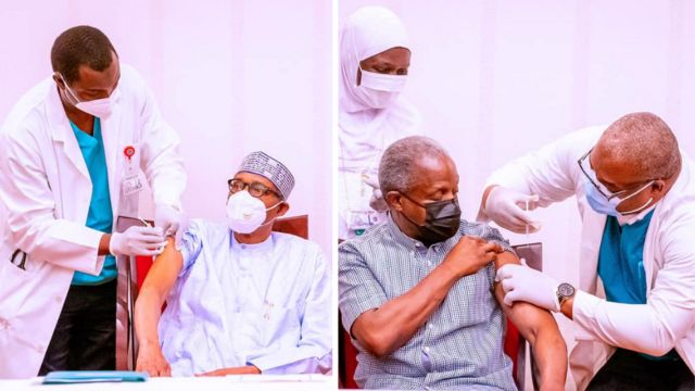 Buhari and Osibanjo take Covid-19 vaccine