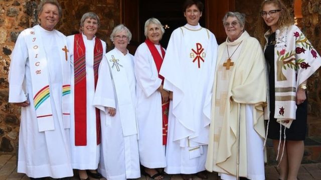The priest in Cape Town, Mary Ryan, two American women priests, a male priest who has been very vocal in his support of women's ordination, Roy Bourgeois, and Rabbi Julia Margolis, who has been very supportive together with Bishop Fresen and priest Dianne Willman