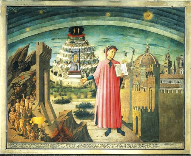 Retrato de Dante Alighieri, Florencia y la alegoría de la Divina Comedia, 1465.