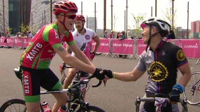 Amateur and professional cyclists raced together in the Gran Fondo