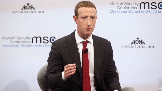 Facebook founder Mark Zuckerberg speaks during a panel talk in February in Munich, Germany.
