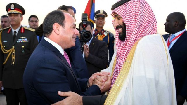 Saudi Crown Prince Mohamed Bin Salman (pictured with Egyptian President Abdelfatah el Sisi) seems more willing to accept a new relationship with Israel.