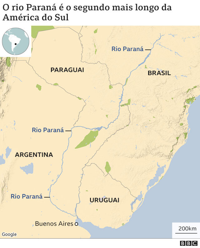 mapa mostra localização do rio Paraná