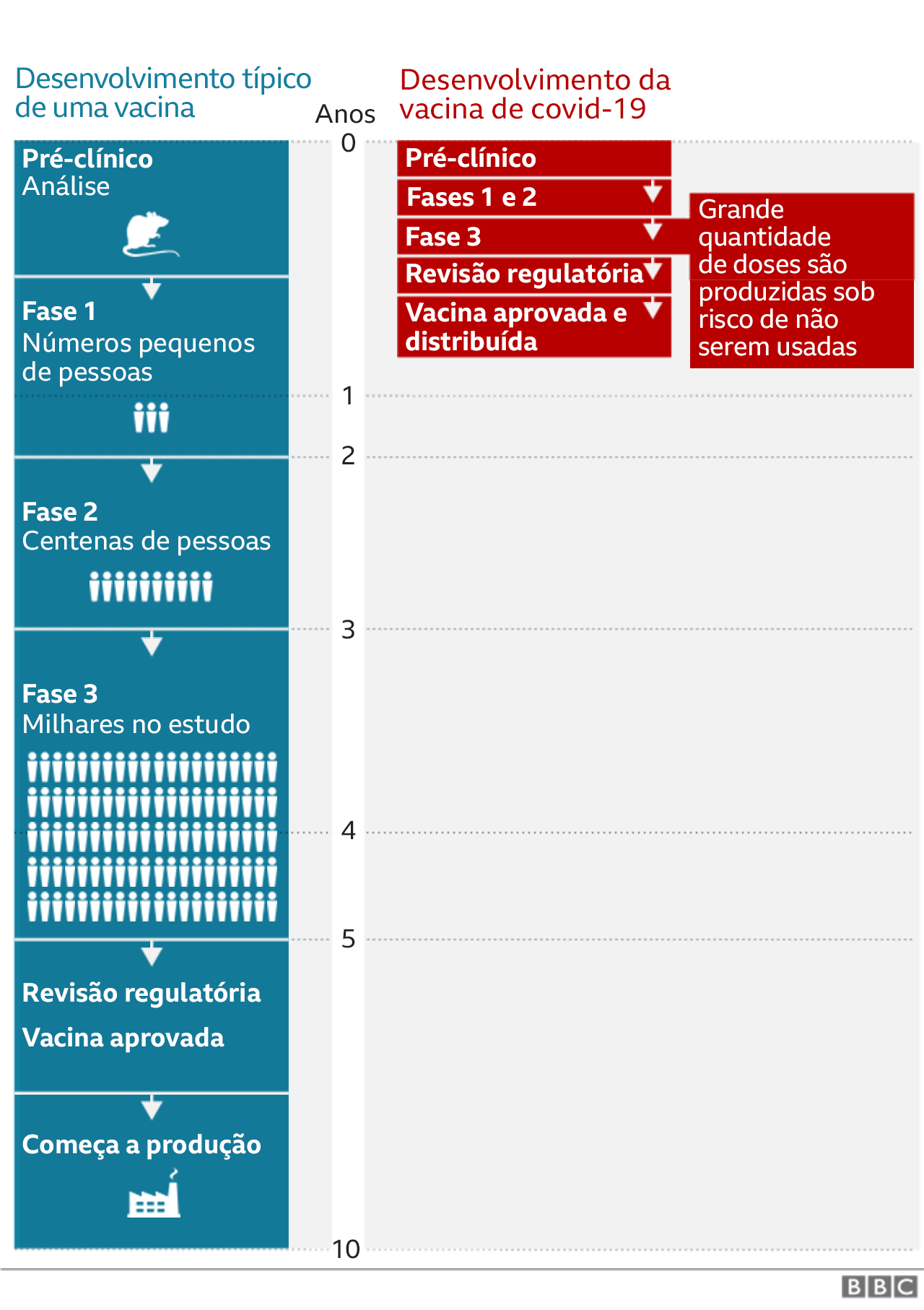 Gráfico de desenvolvimento de uma vacina