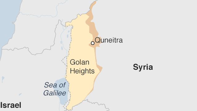 Map of Golan Heights and surrounding area