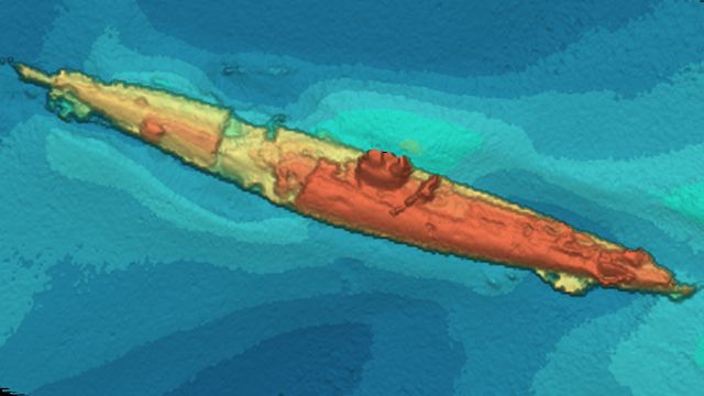 Imagen sonar del submarino alemán UB-85