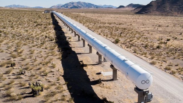 A pista de teste de Virgin Hyperloop no deserto de Nevada
