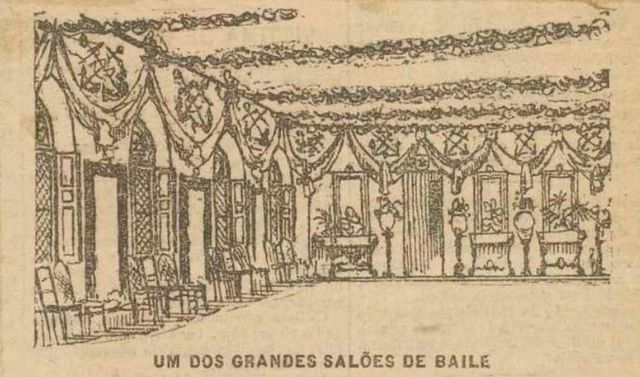 Desenho da sala de baile no Gazeta de Notícias