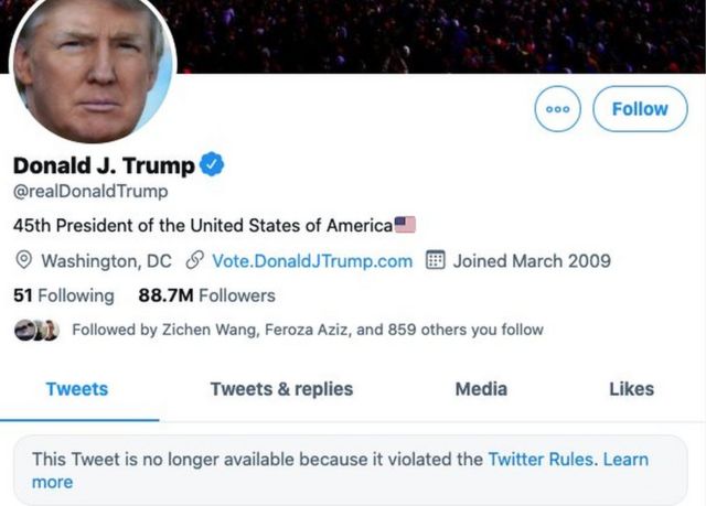 Donald Trump Twitter account