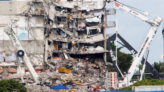 collapsed building