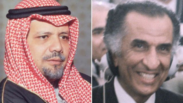 جمشید آموزگار (راست)، احمد زکی یمانی (چپ)