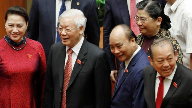 Vietnamese leaders meet at the National Assembly on May 20