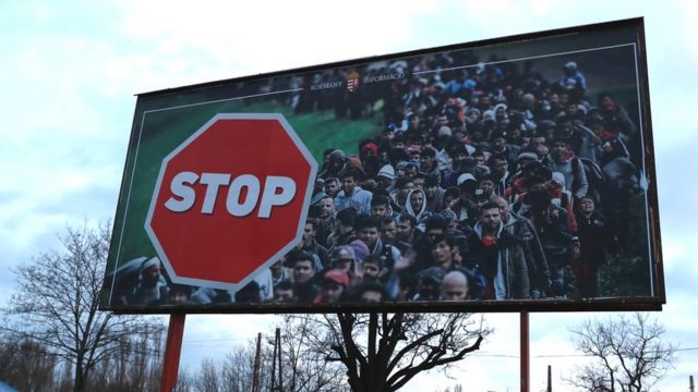 Плакат "Стоп" иммиграции Венгрия