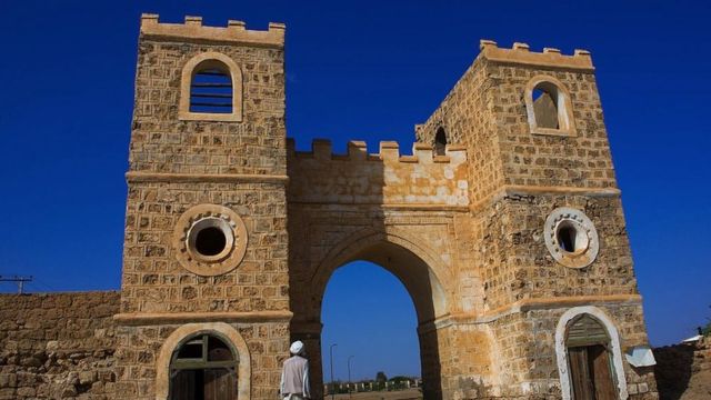 The town gate at the Red Sea port of Suakin in Sudan
