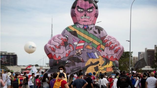 Una protesta contra Jair Bolsonaro en Brasilia, Brasil, 29 de mayo de 2021