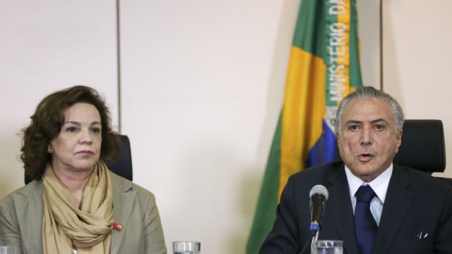 A secretária Nacional de Políticas para as Mulheres, Fátima Pelaes, e o presidente interino Michel Temer, participam de reunião com os secretários de Segurança Pública de todos os Estados, no Ministério da Justiça.