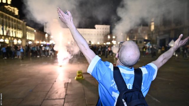 Napoli fans celebrate in Naples