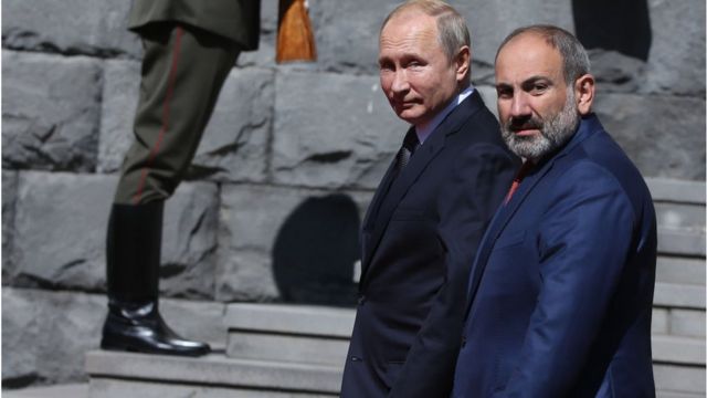 Armenian President Nikol Pashnyan from his Russian counterpart Vladimir Putin.