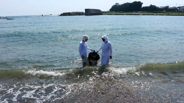 Две ама вытаскивают на берег собранные за день морские сокровища