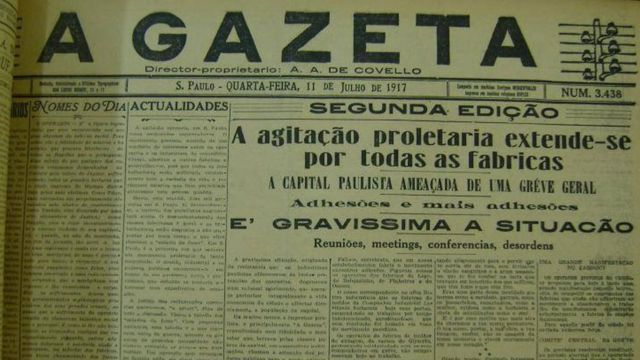Jornal A Gazeta de 11 de julho de 1917