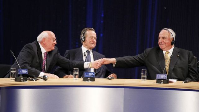Горбачев, Буш и Коль на 20-м юбилее объединения Германии