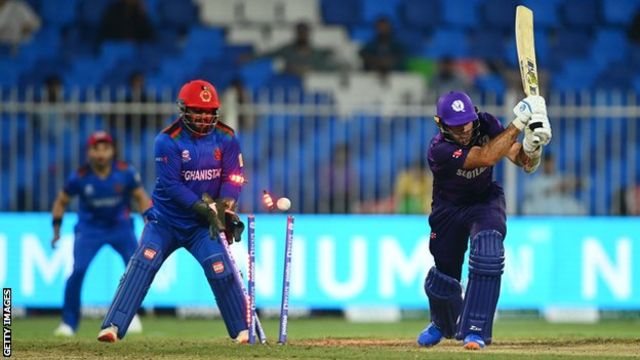 صحنه‌ای از بازی افغانستان با اسکاتلند