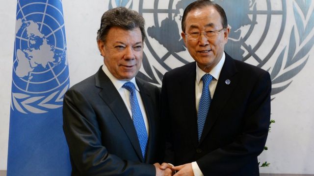 Juan Manuel Santos e Ban Ki-moon