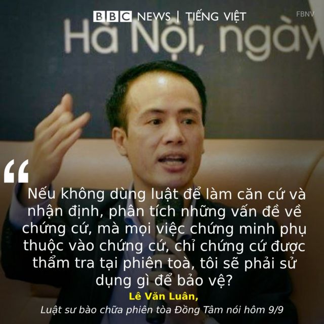 Luật sư Lê Văn Luân ý kiến tại phiên tòa Đồng Tâm hôm 9/9.