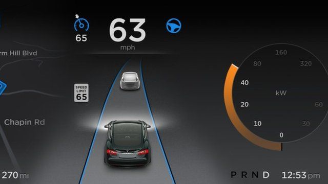 The autopilot mode combines sensors, cameras and mapping data to work out the car's position
