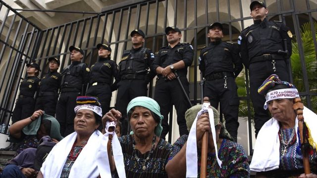 Indígenas guatemaltecas en una protesta.