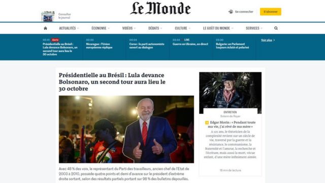 Página principal do Le Monde