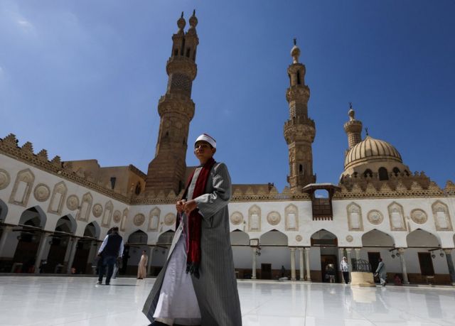 A child walking in the courtyard of Al-Azhar Mosque