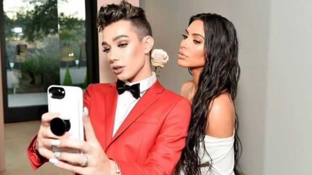 James Charles (pictured with Kim Kardashian) is well known for his make-up and beauty posts