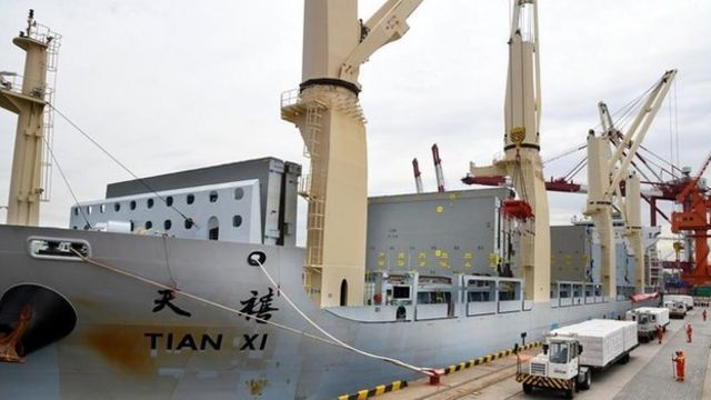 2019年9月中国"天禧轮"从芬兰赫尔辛基出发穿越北极航线到达青岛港