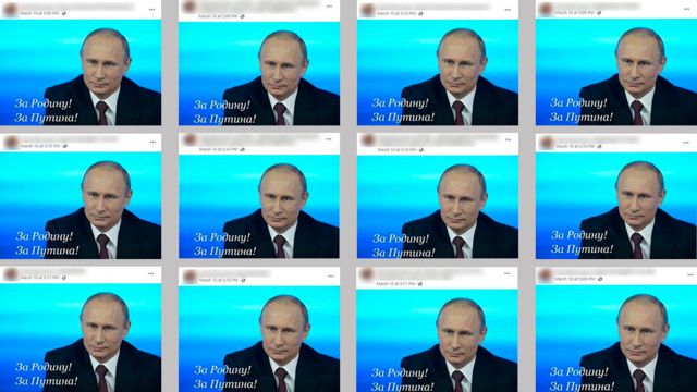 12 screenshots of the same photograph of Putin that were posted by the same user