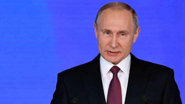 El presidente de Rusia, Vladimir Putin, 1 de marzo de 2018 .