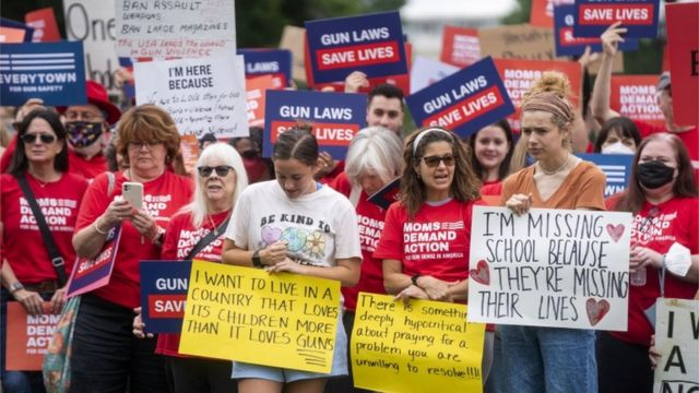 Activists demonstrated in the wake of the mass shooting at Robb Primary School, calling for action on gun legislation